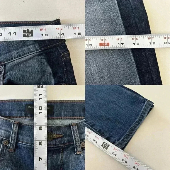 Banana Republic Girlfriend Jeans Straight Leg Ankle Cropped Side Stripe  Blue 26 - Picture 13 of 16